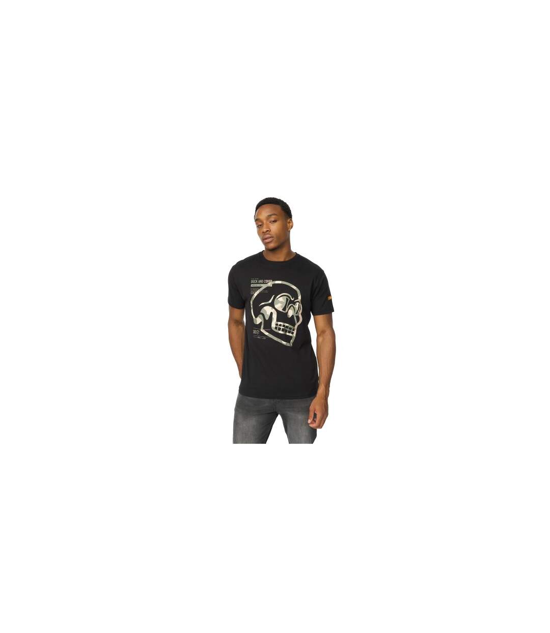 T-shirt Skullmatic Homme Noir Duck And Cover-1