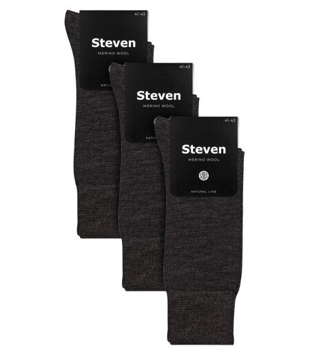 Steven - 3 Paires Homme Chaussettes Merinos Laine Chaudes Randonnée