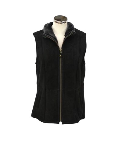 Womens/ladies Gilly Sheepskin Gilet Black Eastern Counties Leather