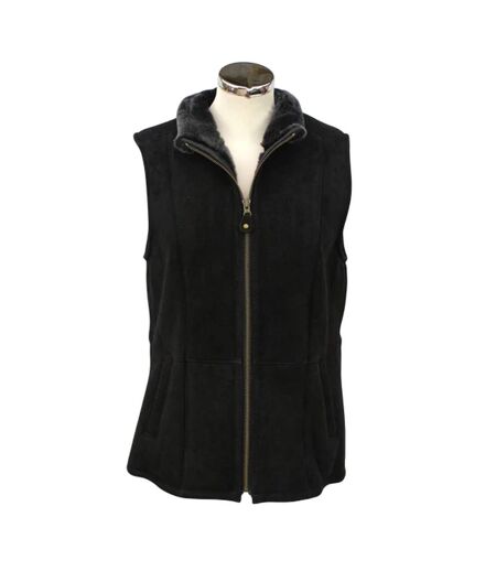 Womens/ladies Gilly Sheepskin Gilet Black Eastern Counties Leather
