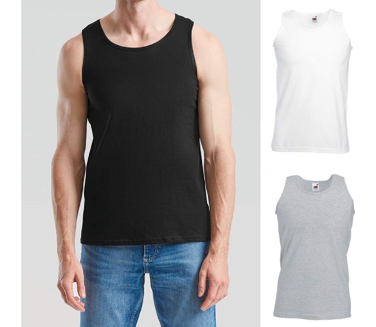 Lot 3 Débardeurs - Homme - 61-098-0 - noir - blanc - gris-2