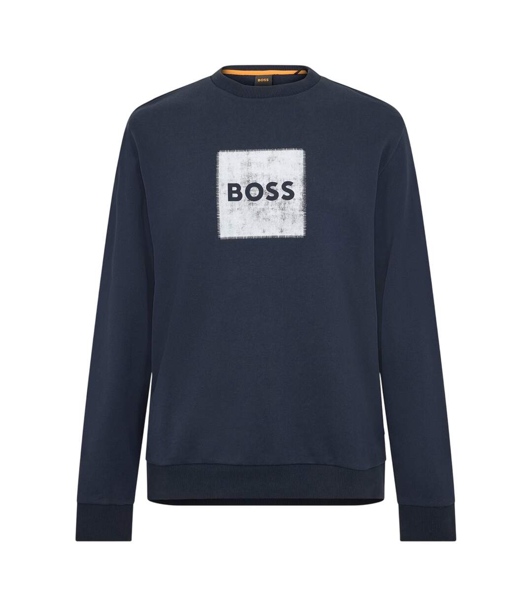 Mens Stitch Crew Neck Sweatshirt Navy Boss-1