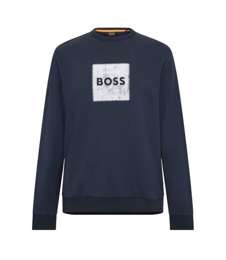 Mens Stitch Crew Neck Sweatshirt Navy Boss