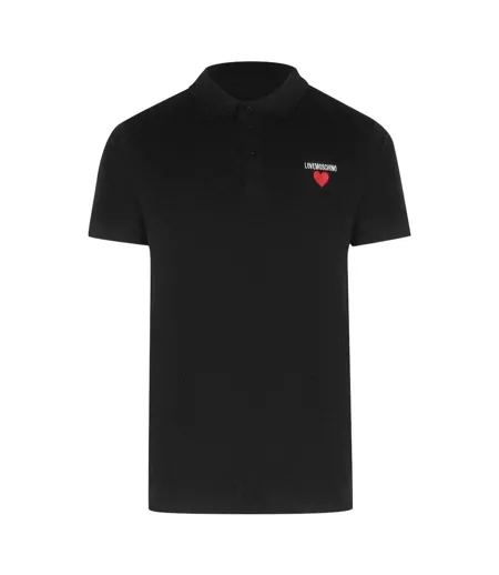 Mens Cotton Short-sleeved Polo Shirt Black Love Moschino