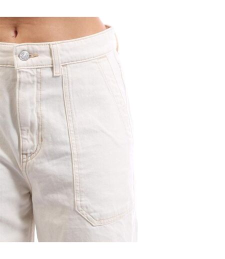 Womens/ladies Marlene Cotton Wide Leg Jeans Natural Boss