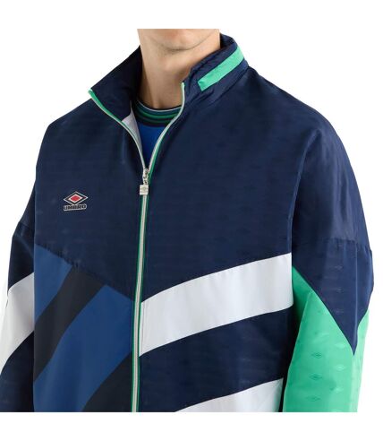 Mens panelled track jacket dark navy/peppermint green Umbro