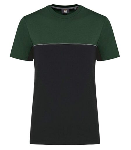 T-shirt de travail bicolore - Unisexe - WK304 - noir et vert forêt
