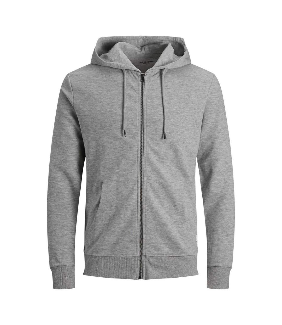 Mens Big & Tall Full Zip Hoodie Grey Melange Jack And Jones-2