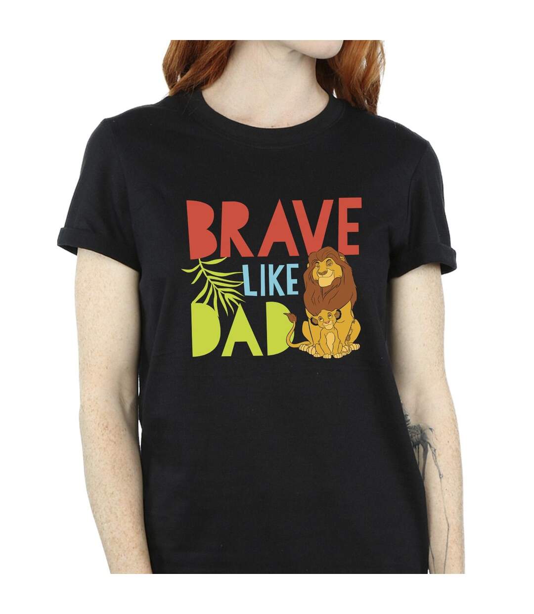 Disney Womens/Ladies The Lion King Brave Like Dad Cotton Boyfriend T-Shirt (Noir) - UTBI29570-3