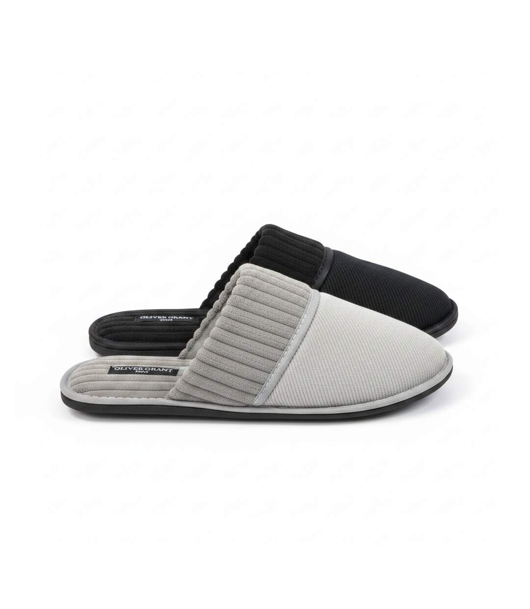 OLIVER GRANT PARIS Pantoufles Mules Homme Côtelées Pack 2 Paires-3