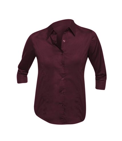 SOLS Womens/Ladies Effect 3/4 Sleeve Fitted Work Shirt (Burgundy)