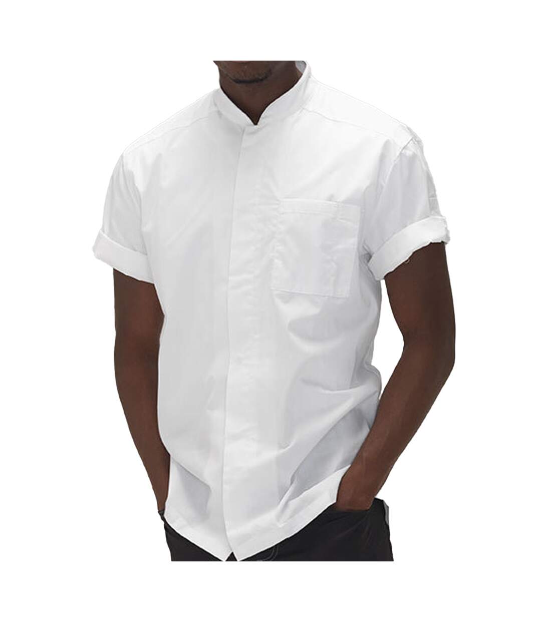 Mens Polycotton Slim Short-sleeved Chef Shirt White Le Chef-2