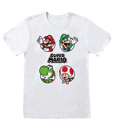 Super Mario Unisex Adult Circle T-Shirt (White)