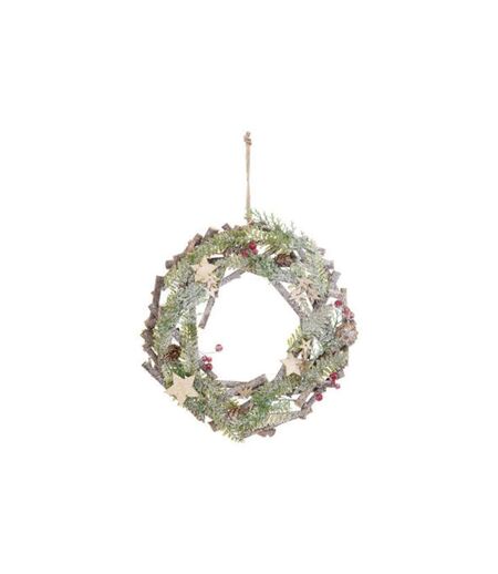 Couronne de Noël Branches 32cm Naturel & Vert