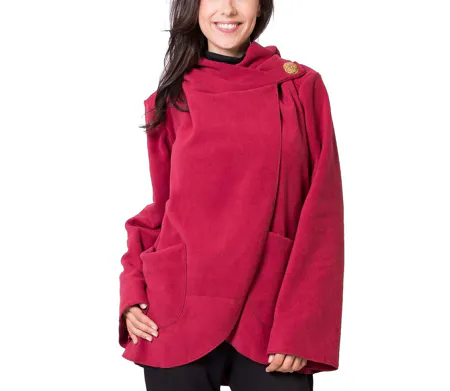 Veste polaire à capuche ethnique OTTAWA rouge Coton Du Monde