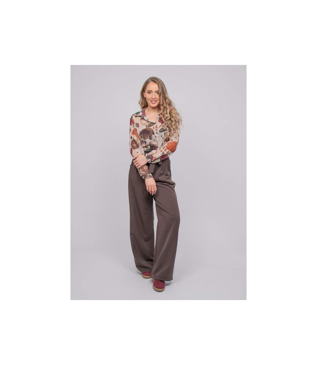 Chemise transparente motif floral OXELIA - Dona X Lisa-4