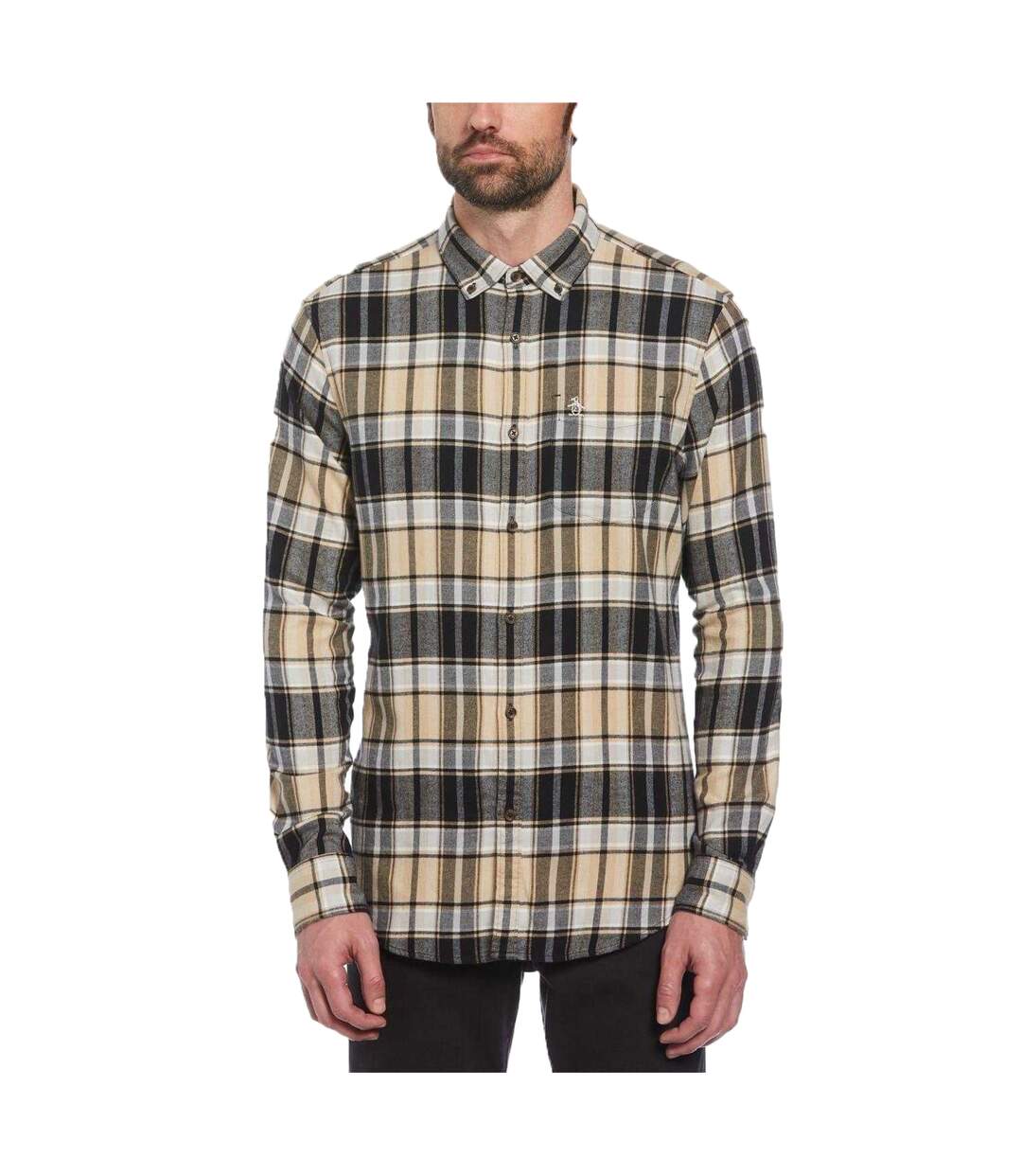 Chemise Motif/style Motif Écossais Homme Vrai Noir Beige Original Penguin-1