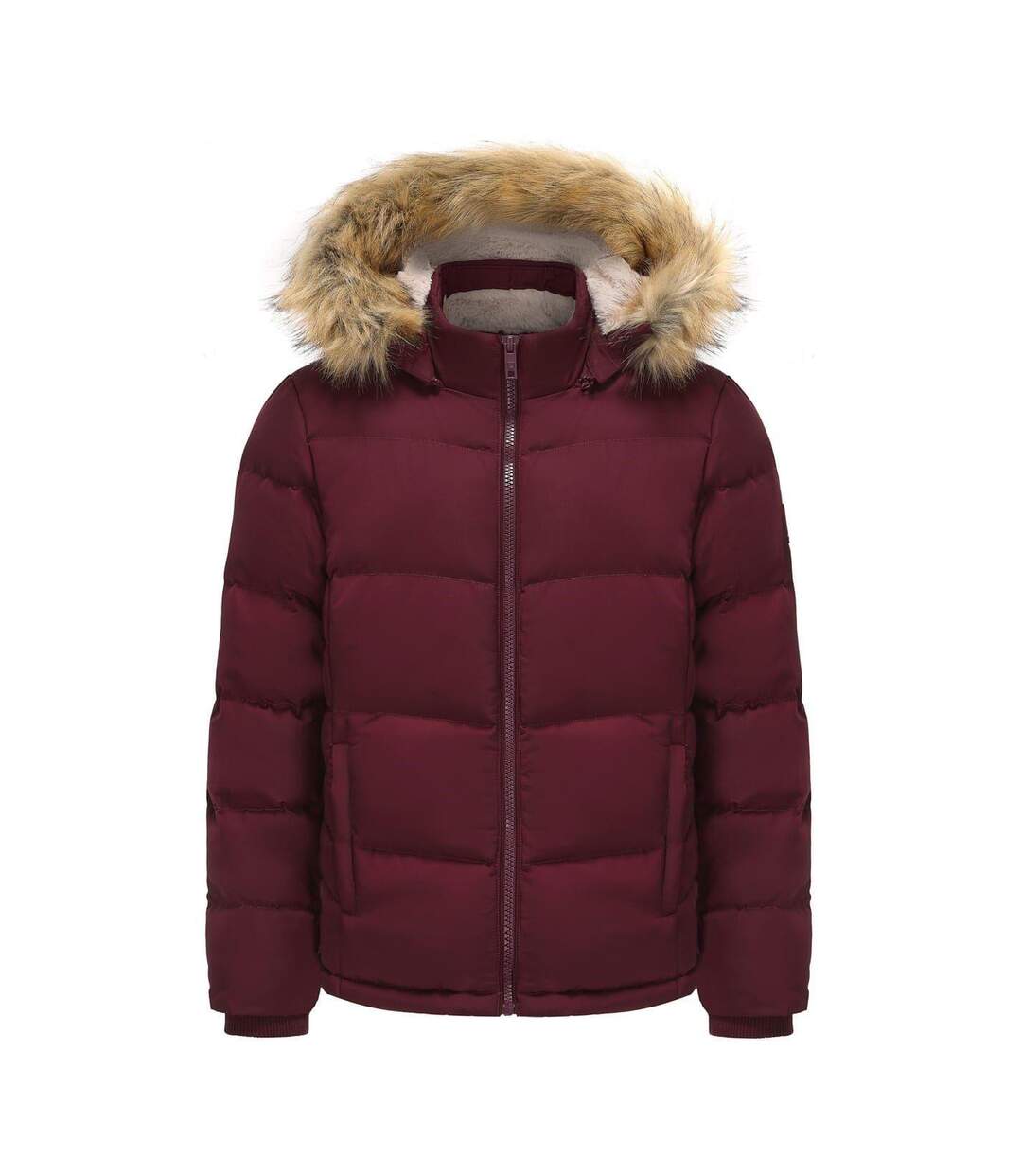 Womens/ladies Bubble Puffer Jacket Burgundy SoulCal-1