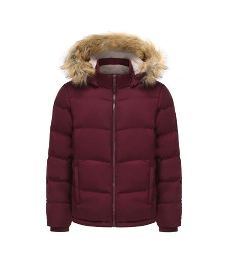 Womens/ladies Bubble Puffer Jacket Burgundy SoulCal