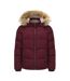 Womens/ladies Bubble Puffer Jacket Burgundy SoulCal-1