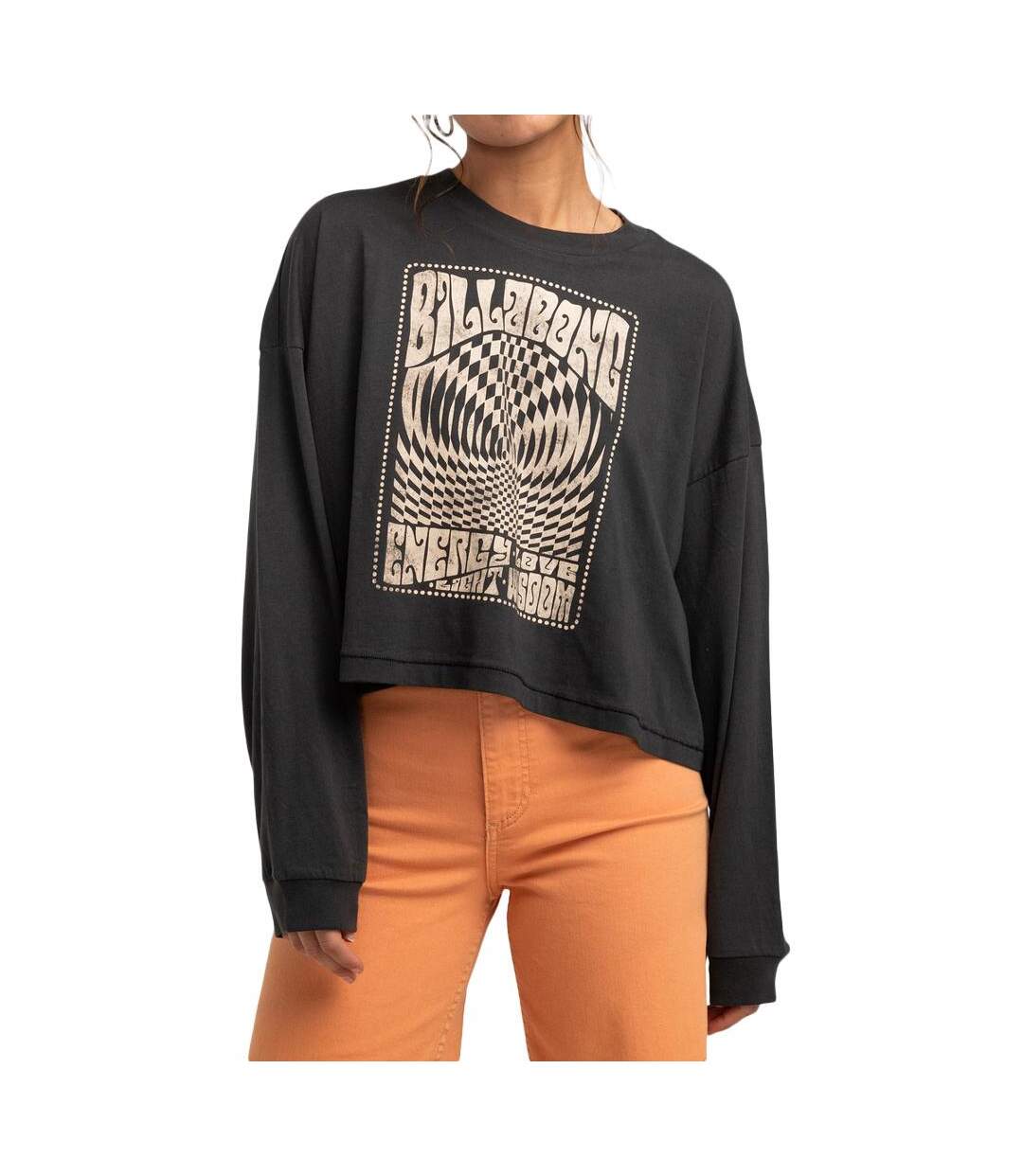 T-Shirt manches longues noir femme billabong go with flow-1