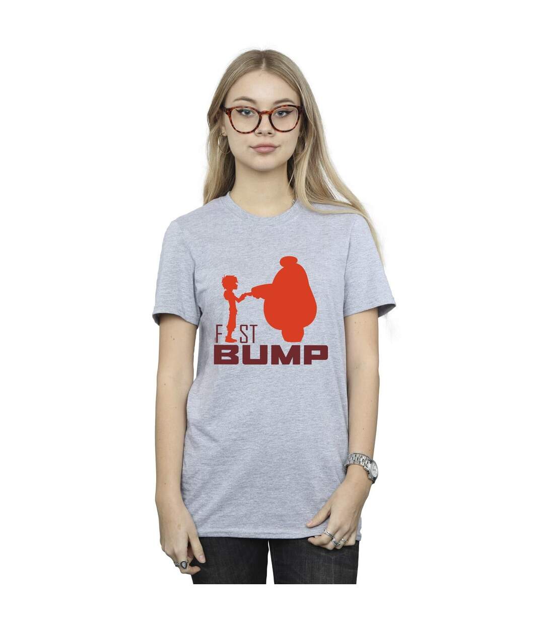 Disney - T-shirt BIG HERO BAYMAX FIST BUMP CUTOUT - Femme (Gris chiné) - UTBI15717-2