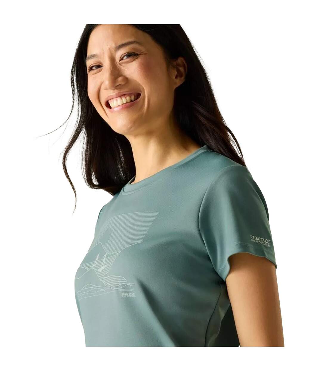 T-shirt Motif/style Surfeur Fingal Femme Pastel Turquoise Regatta-2