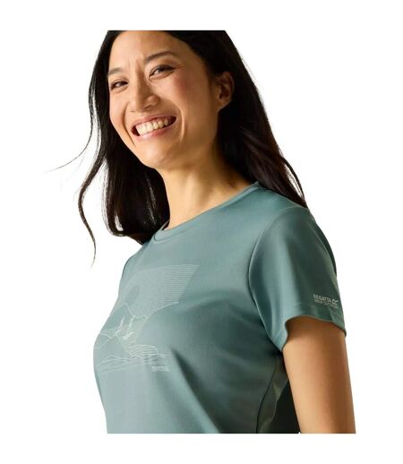 T-shirt Motif/style Surfeur Fingal Femme Pastel Turquoise Regatta