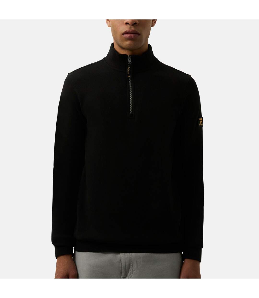 Mens Harlem Quarter Zip Top Black Patrick-1