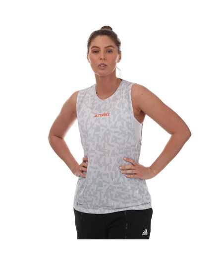 Womens/ladies terrex agravic trail running tank top white/grey Adidas