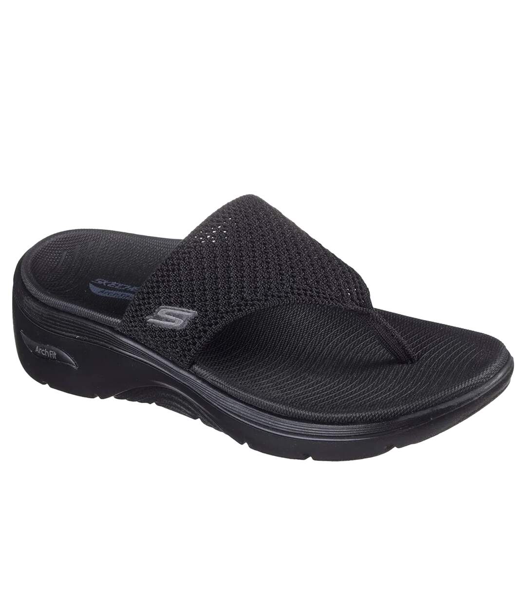 Womens/ladies Go Walk Arch Fit 2.0 Flip Flops Black Skechers-1
