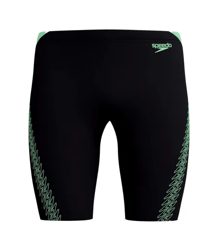 Mens Hyperboom Splice Stripe Logo Jammer Shorts Black Green Speedo