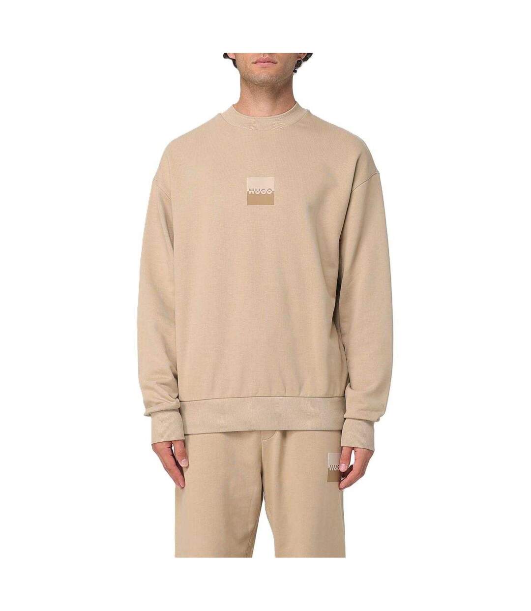 Mens Logo Drop Shoulder Regular Sweatshirt Medium Beige Hugo-1