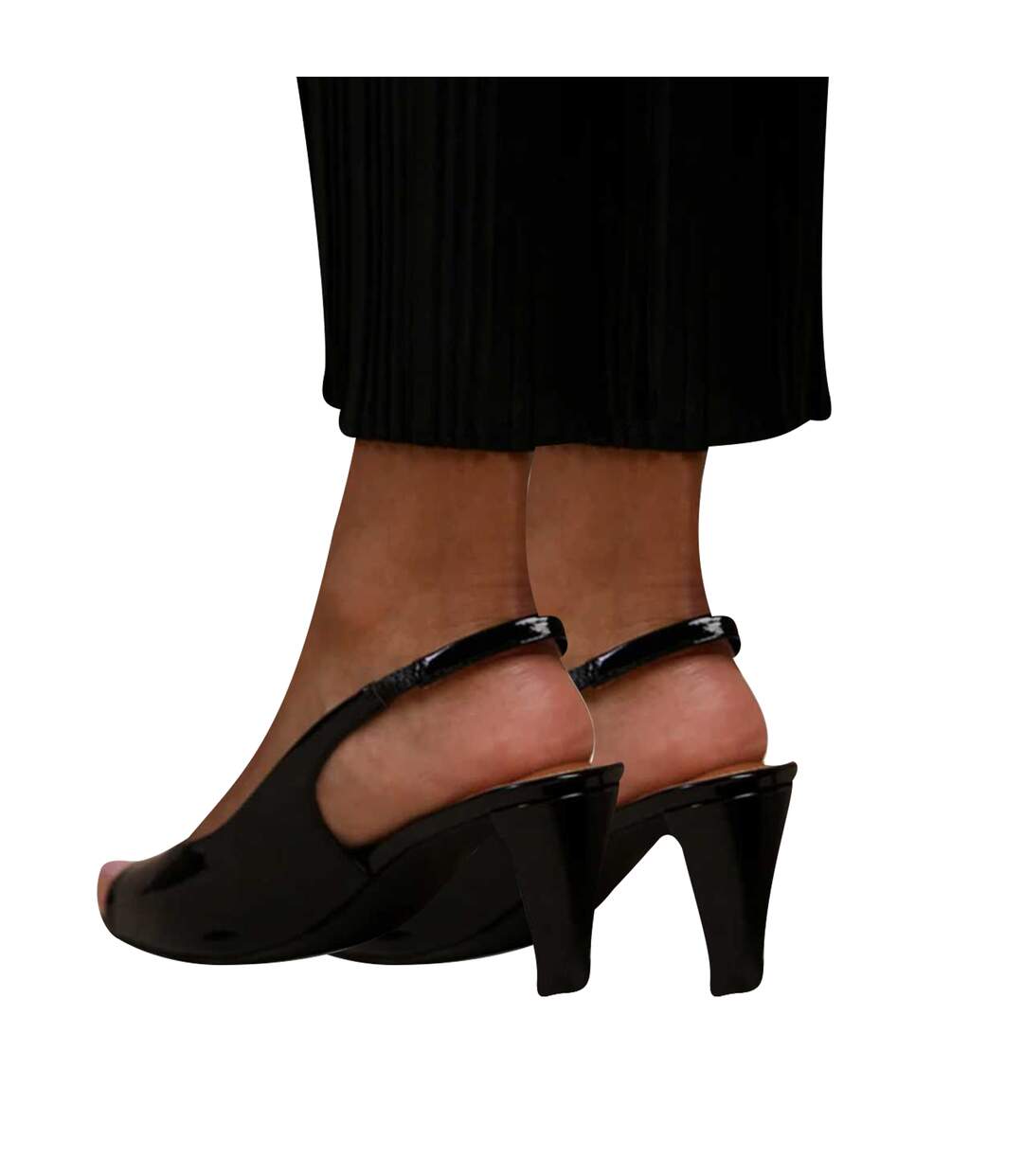 Womens/ladies Square Toe Mid Heel High Heels Black Where´s That From-2