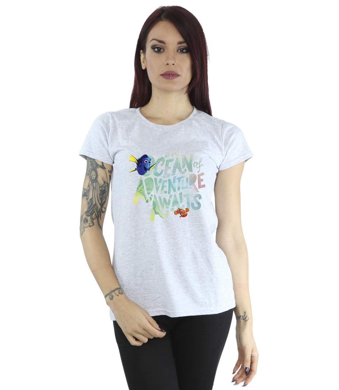 Disney T-shirt en coton Womens/Ladies Finding Dory Ocean Of Adventure (Gris sportif) - UTBI20189-2