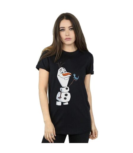 Disney Womens/Ladies Frozen 2 Olaf And Salamander Cotton Boyfriend T-Shirt (Noir) - UTBI47677