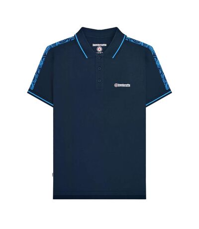 Mens Ss24 Paisley Taped Polo Shirt Navy Lambretta