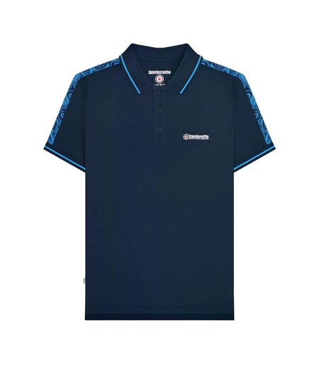 Mens Ss24 Paisley Taped Polo Shirt Navy Lambretta