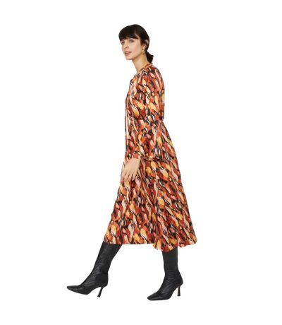 Womens/ladies printed tie neck midi dress multicoloured Principles