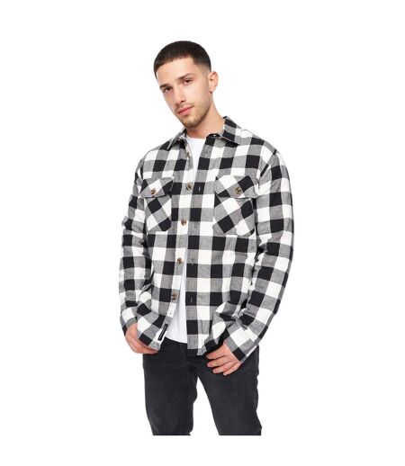 Mens Demaro Checked Lined Overshirt Black White Crosshatch