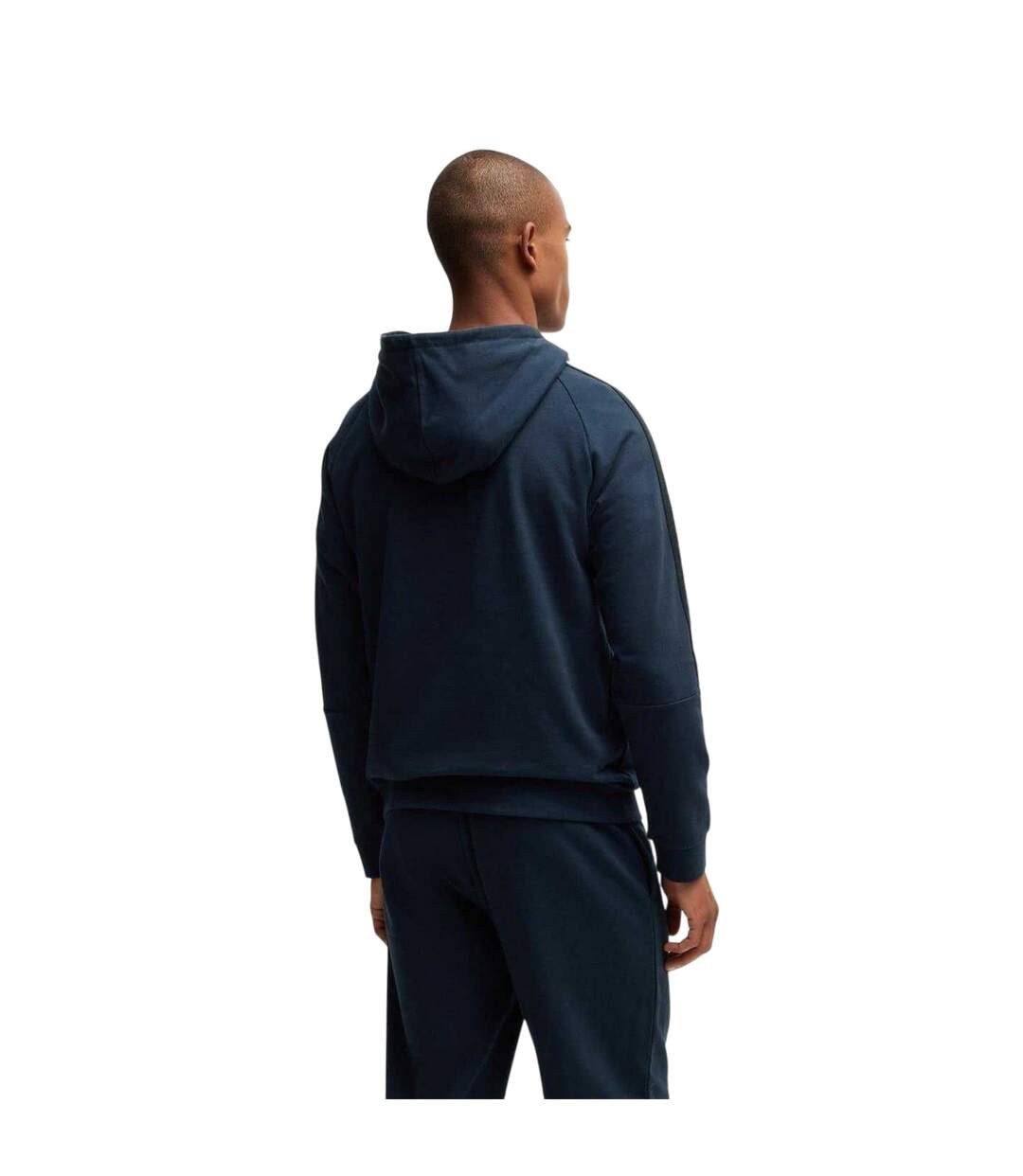 Mens Hooded Raglan Drawstring Hoodie Navy Boss-3