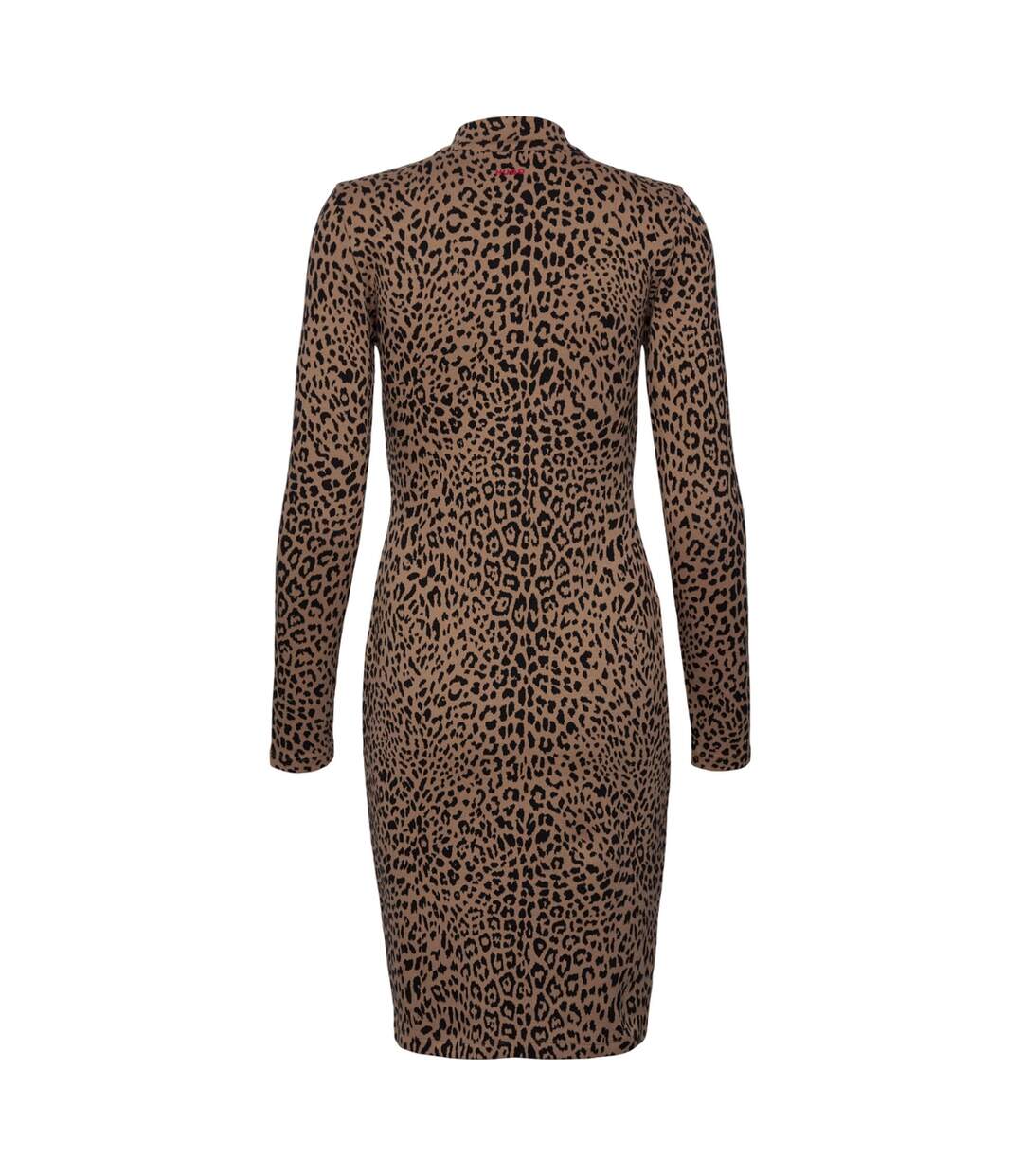 Womens/ladies Ninky Bodycon Dress Brown Black Hugo-3