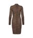 Womens/ladies Ninky Bodycon Dress Brown Black Hugo-3