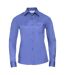 Womens/ladies Poplin Easy-care Long-sleeved Shirt Corporate Blue Russell Collection-1