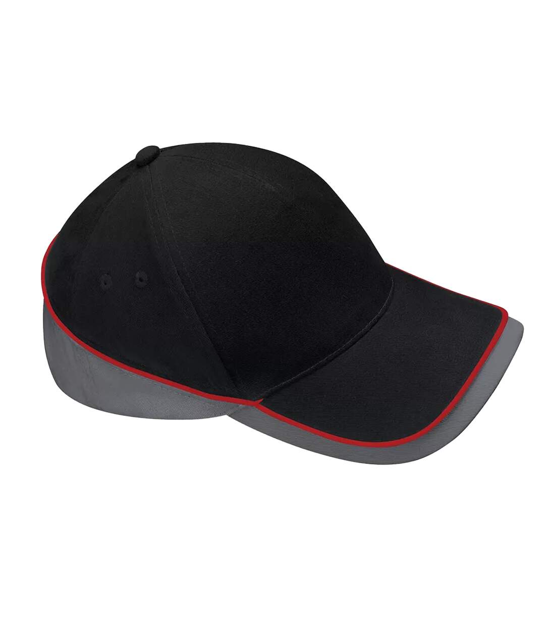 Casquette Teamwear Competition Noir Gris Foncé Rouge Classique Beechfield-1