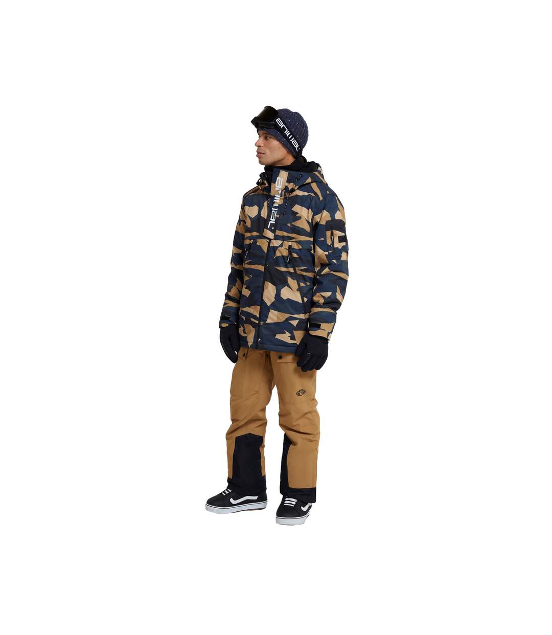 Blouson de ski trail homme bleu / beige Animal