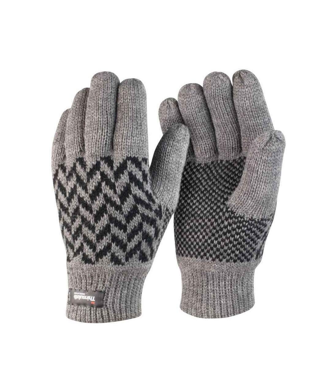 Unisex adult thinsulate patterned gloves l-xl grey/black Result Winter Essentials-1