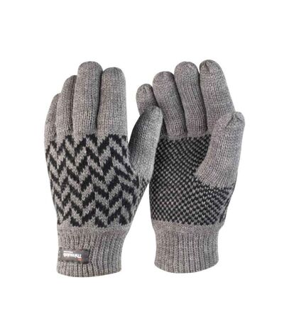 Result Winter Essentials Unisex Adult Thinsulate Patterned Gloves (Gray/Black) (S, M)