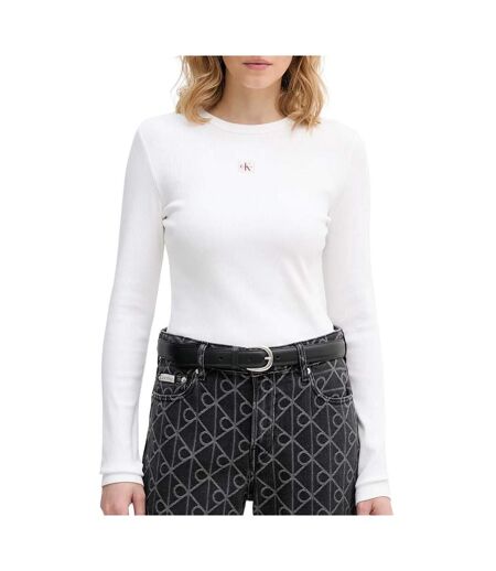 T-Shirt manches longues blanc femme calvin klein jeans label