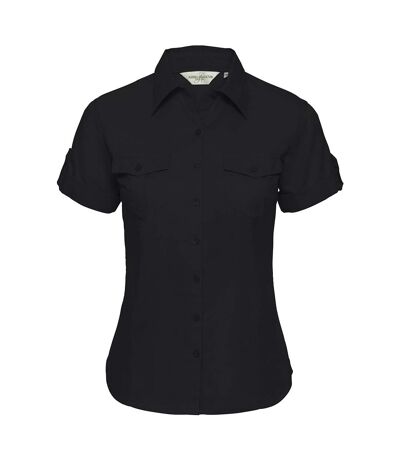 Russell Collection Womens/Ladies Short / Roll-Sleeve Work Shirt (Black) - UTRW3261